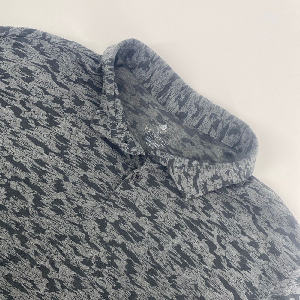 Adidas Golf Polo Shirt Mens Extra Large Gray Camo Performance Sustainable Active